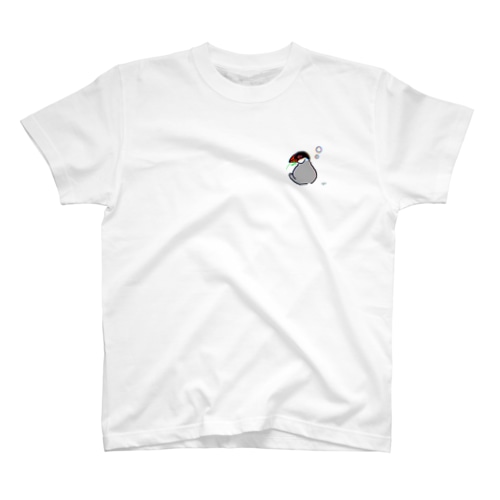 豆苗と座りこむ桜文鳥 Regular Fit T-Shirt