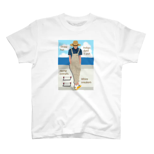 海と麦わら帽の青年 Regular Fit T-Shirt