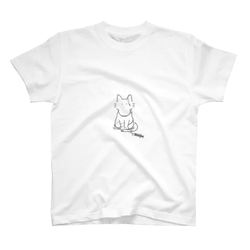 絡まる猫(シンプルグレーver) スタンダードTシャツ