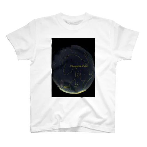 星降る夜をながめる恐竜の親子 スタンダードTシャツ