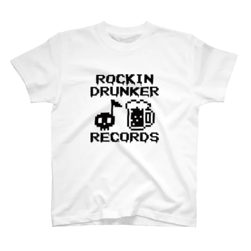 ROCKINDRUNKERRECORDSロゴ ブラック Regular Fit T-Shirt