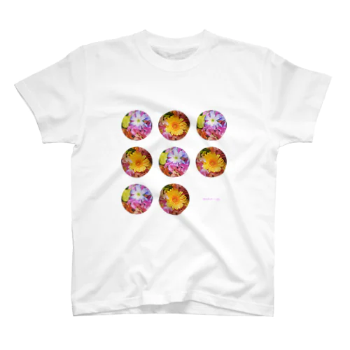 wake-up  -flower dot- Regular Fit T-Shirt