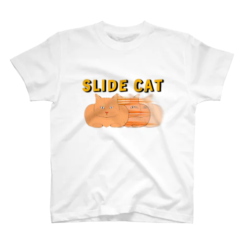 横滑り猫Tシャツ- SLIDE CAT Regular Fit T-Shirt