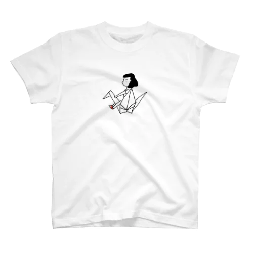 折り鶴と少女 Regular Fit T-Shirt