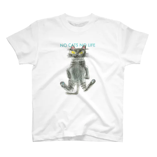 No Cats No Life パステル画 スタンダードTシャツ