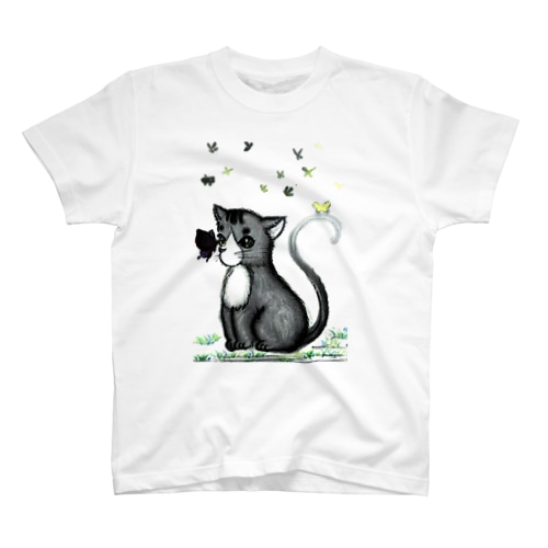 子猫と蝶 Regular Fit T-Shirt
