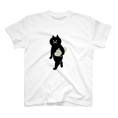 【初期デザイン】餃子をMacBookのように運ぶねこ スタンダードTシャツ