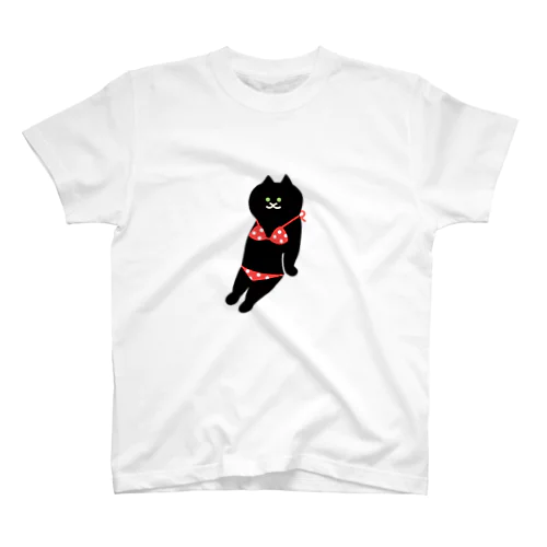 【大】赤いビキニのねこ Regular Fit T-Shirt