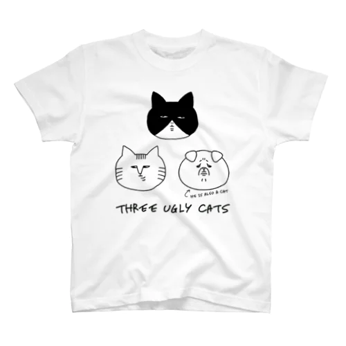 サンブサ　Three ugly cats 文字あり スタンダードTシャツ