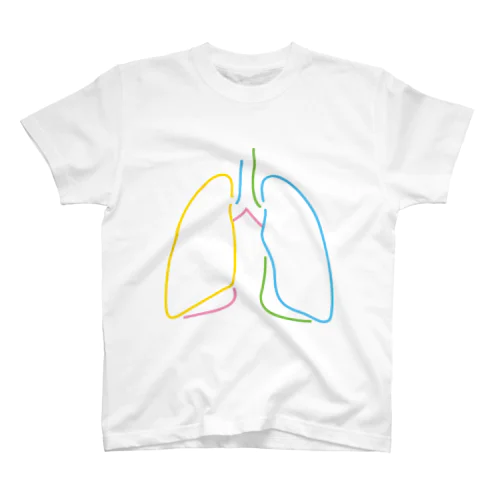人体のなぞ。カラフルな肺。 スタンダードTシャツ