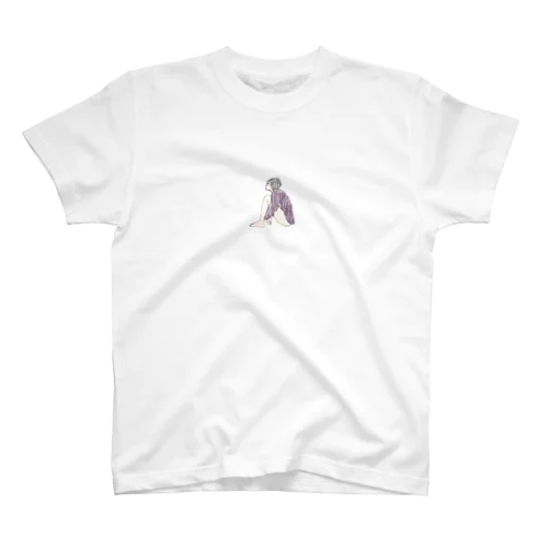 体育座りの男の子 紫T Regular Fit T-Shirt