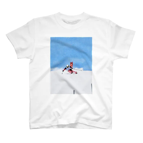 雪イルカのスキーヤー スタンダードTシャツ