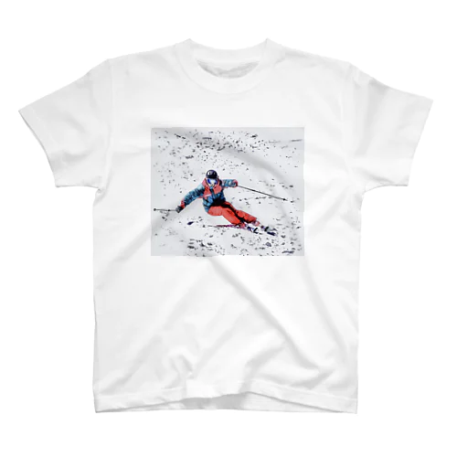 雪イルカのスキーヤー スタンダードTシャツ