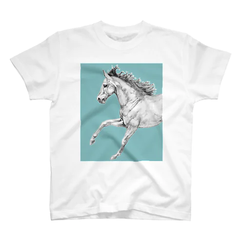 馬の素描Tシャツ9 티셔츠