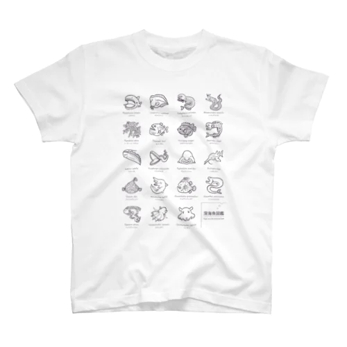 深海魚図鑑　モノクロver Regular Fit T-Shirt