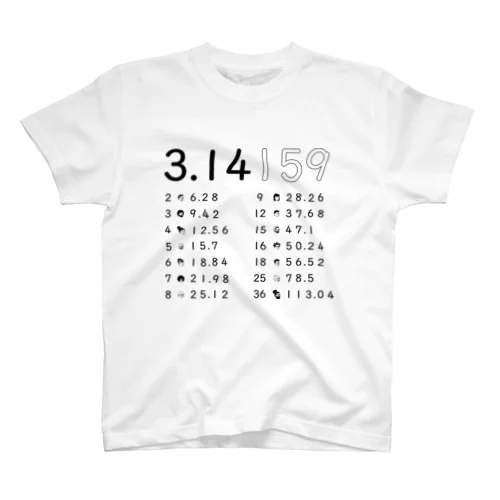 覚えておきたい数字シリーズ（円周率） スタンダードTシャツ