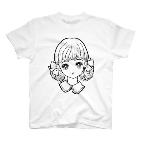 モノクロリボンの女の子 スタンダードTシャツ