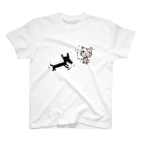 🐈バカネコ vs 狂犬ジョン🐕 Regular Fit T-Shirt