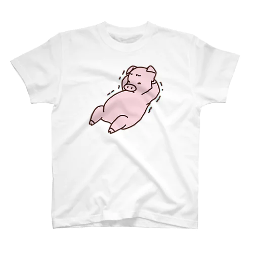 腹筋をするブタ（カラー） スタンダードTシャツ