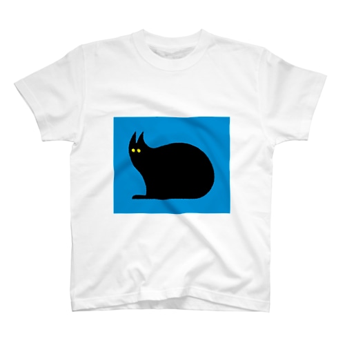 黒猫（青） Regular Fit T-Shirt