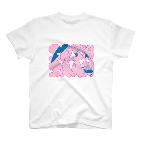 のぞき見せりざわさん(ピンク×ブルー) スタンダードTシャツ