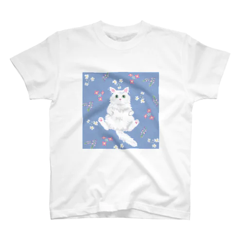 Mof mof days　おっさんにゃんこ(白色） スタンダードTシャツ