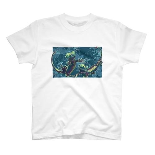 カサブランカとクレステッドゲッコー(グリーン) Regular Fit T-Shirt