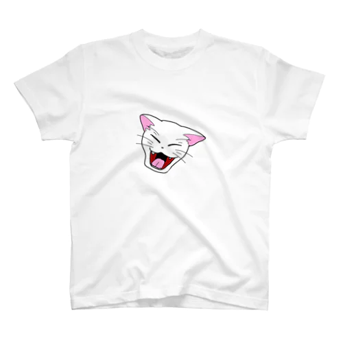 圧が強い猫ホワイト Regular Fit T-Shirt