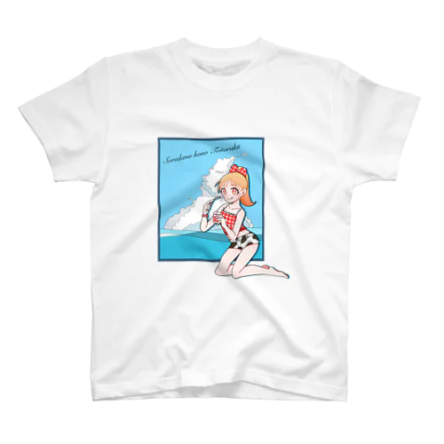 赤ギンガムチェック×ホルスタイン柄 スタンダードTシャツ