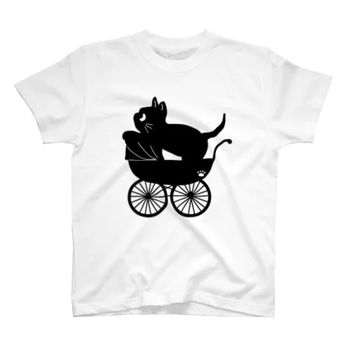 ベビーカーに乗った黒猫 スタンダードTシャツ