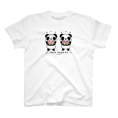 TWIN PANDAS 一緒のスイカ Regular Fit T-Shirt