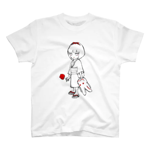 兎の面を持った少女 透過×赤 スタンダードTシャツ