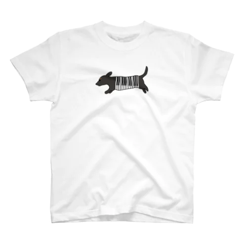 犬ピアノ ダックス ブラック Regular Fit T-Shirt