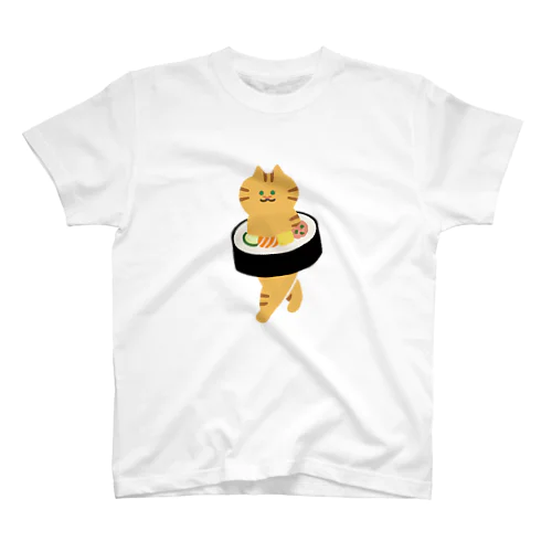 【大】太巻きを自らに巻きつけて運ぶねこ スタンダードTシャツ