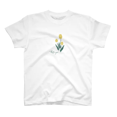 白地　tulip Regular Fit T-Shirt