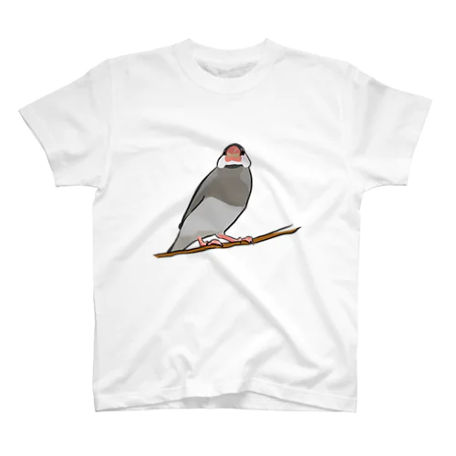 止まり木から眺める桜文鳥 Regular Fit T-Shirt