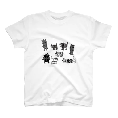 モノクロやべえ柄のキテレツねこグッズ Regular Fit T-Shirt