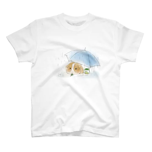 モルモットと傘（白） スタンダードTシャツ