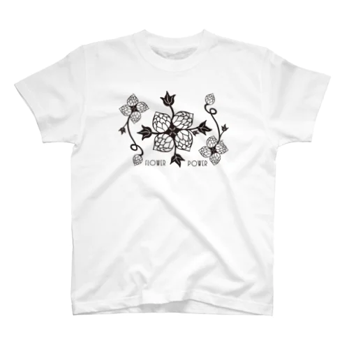 Flower Power - Black Regular Fit T-Shirt