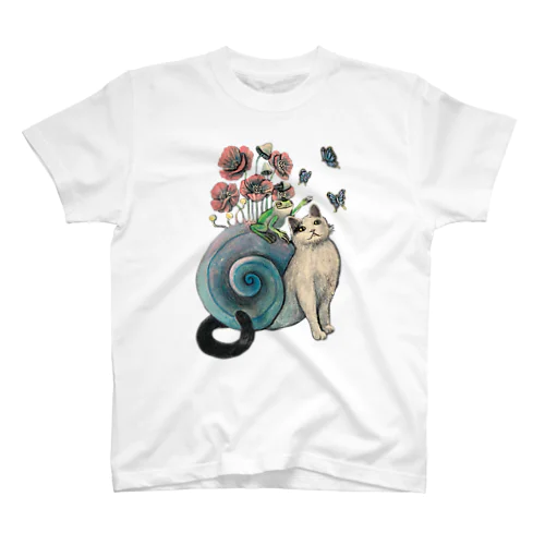 猫つむりににこ 猫とカタツムリとカエル スタンダードTシャツ