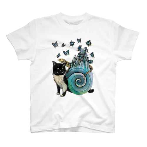 猫つむりタキちゃん 猫とトカゲと蝶 Regular Fit T-Shirt