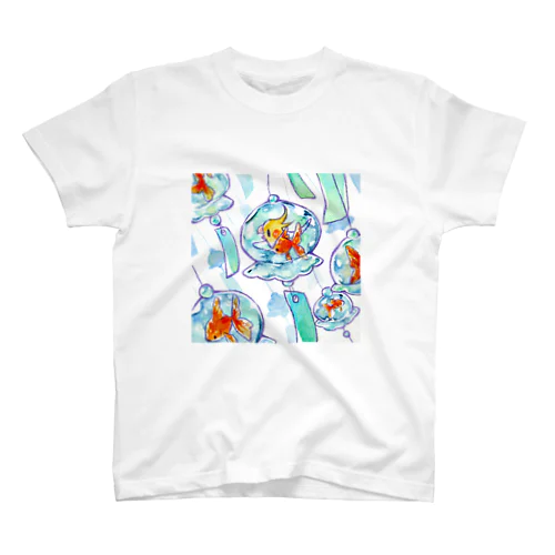 金魚とオカメちゃんの風鈴の波 Regular Fit T-Shirt