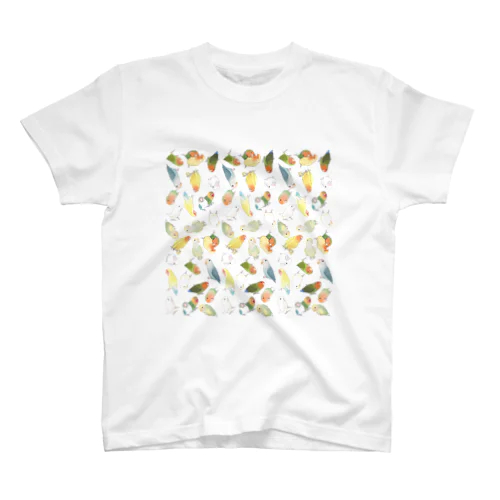 たっぷりラブバード（コザクラインコ・ボタンインコ）ちゃん【まめるりはことり】 Regular Fit T-Shirt