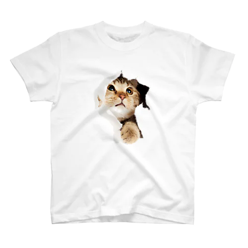 【ネタTシャツ研究所】飛び出す猫Tシャツ Regular Fit T-Shirt