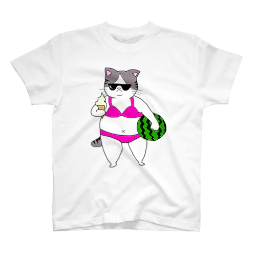 【太い猫】夏の装い(ビキニ) Regular Fit T-Shirt