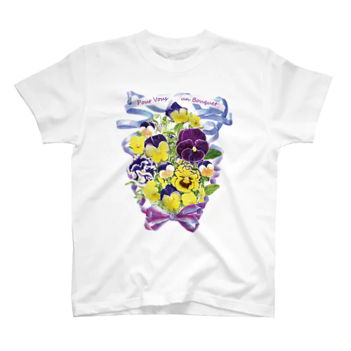 花束を君に　ボタニカルアート　花柄　Tシャツ Regular Fit T-Shirt
