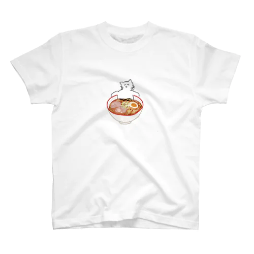 ラーメンに浸かるねこ Regular Fit T-Shirt