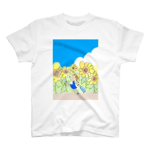 向日葵の女の子（薄色） Regular Fit T-Shirt