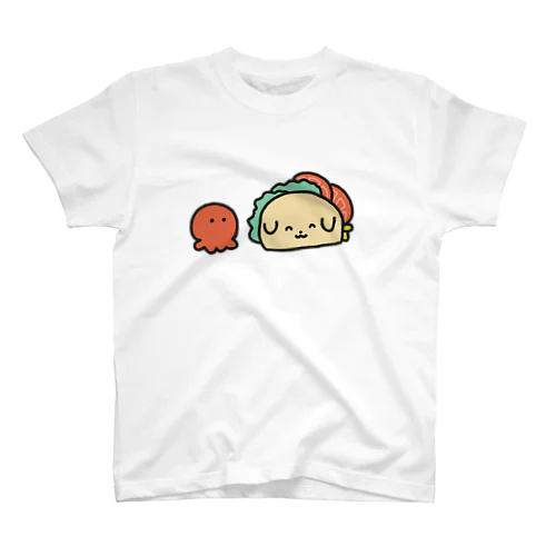 タコスわんとタコ🌮🐶🐙にっこり スタンダードTシャツ