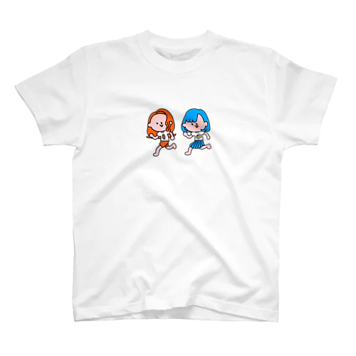 橙と青の女の子 Regular Fit T-Shirt